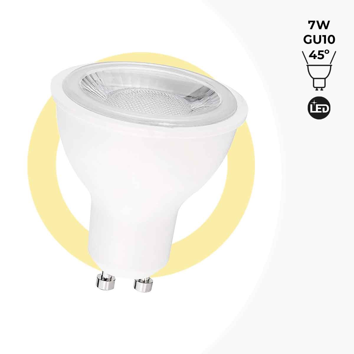 Bombilla LED GU10 - SMD2835 - 7W - Ø50mm - Óptica a 45º
