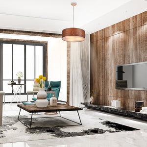 Lampara colgante con pantalla efecto madera "MATAGALLS" - 3xE27 (5)