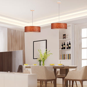 Lampara colgante con pantalla efecto madera "MATAGALLS" - 3xE27 - Barcelona Led-Decoración