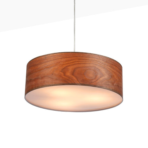 Pendant lamp with wood effect lampshade