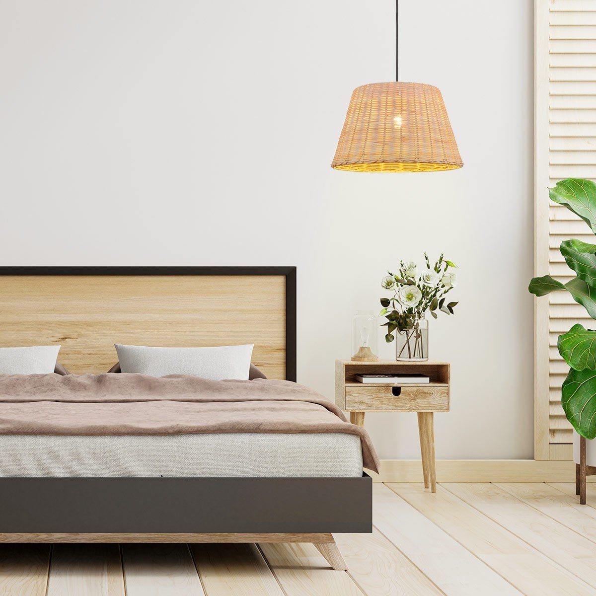 Lámpara colgante de mimbre "Hank" - Barcelona Led-Decoración