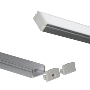 Perfil de aluminio para tira LED con difusor - 4 grapas - 2 tapas - 17x8mm - 2 metros - Barcelona Led-