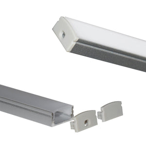 Perfil de aluminio para tira LED con difusor - 4 grapas - 2 tapas - 17x8mm - 2 metros - Barcelona Led-