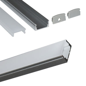 Perfil de aluminio para tira LED con difusor - 4 grapas - 2 tapas - 17x8mm - 2 metros - Barcelona Led-