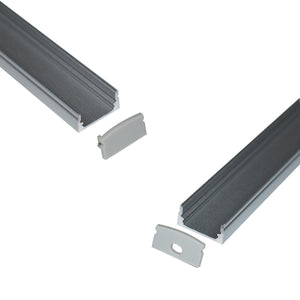 Perfil de aluminio para tira LED con difusor - 4 grapas - 2 tapas - 17x8mm - 2 metros - Barcelona Led-