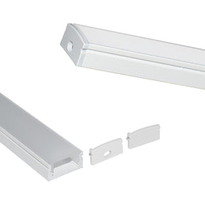 Perfil de aluminio para tira LED con difusor - 4 grapas - 2 tapas - 17x8mm - 2 metros - Barcelona Led-