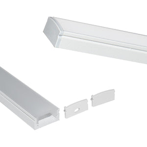 Perfil de aluminio para tira LED con difusor - 4 grapas - 2 tapas - 17x8mm - 2 metros - Barcelona Led-