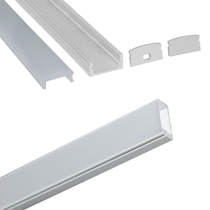 Perfil de aluminio para tira LED con difusor - 4 grapas - 2 tapas - 17x8mm - 2 metros - Barcelona Led-