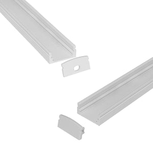 Perfil de aluminio para tira LED con difusor - 4 grapas - 2 tapas - 17x8mm - 2 metros - Barcelona Led-