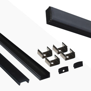 Perfil de aluminio para tira LED con difusor - 4 grapas - 2 tapas - 17x8mm - 2 metros - Barcelona Led-