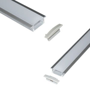 Perfil de aluminio empotrable para tira LED con difusor - 2 tapas - 23x8mm - 2 metros (6)