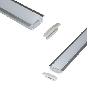 Perfil de aluminio empotrable para tira LED con difusor - 2 tapas - 23x8mm - 2 metros - Barcelona Led-