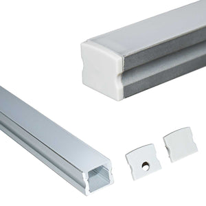 Perfil de aluminio para tira LED con difusor - 4 grapas - 2 tapas - 17x15mm - 2 metros (4)