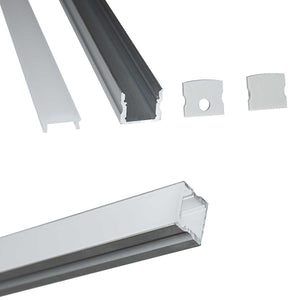 Perfil de aluminio para tira LED con difusor - 4 grapas - 2 tapas - 17x15mm - 2 metros (5)