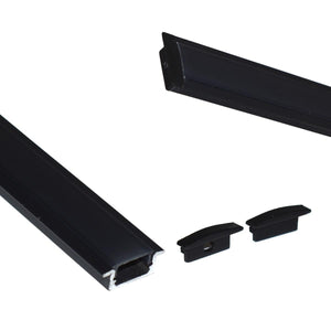 Perfil de aluminio empotrable para tira LED con difusor - 2 tapas - 23x8mm - 2 metros - Barcelona Led-
