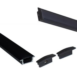 Perfil de aluminio empotrable para tira LED con difusor - 2 tapas - 23x8mm - 2 metros - Barcelona Led-