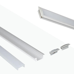 Perfil de aluminio empotrable para tira LED con difusor - 2 tapas - 23x8mm - 2 metros (14)