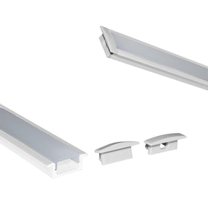 Perfil de aluminio empotrable para tira LED con difusor - 2 tapas - 23x8mm - 2 metros (15)