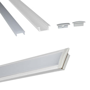 Perfil de aluminio empotrable para tira LED con difusor - 2 tapas - 23x8mm - 2 metros (17)