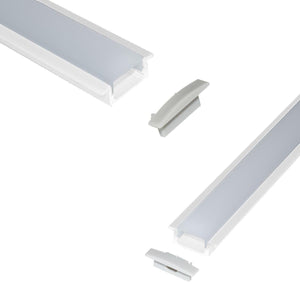 Perfil de aluminio empotrable para tira LED con difusor - 2 tapas - 23x8mm - 2 metros - Barcelona Led-