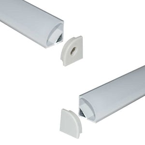 Perfil tiras LED para esquinas con difusor - 4 grapas - 2 tapas - 16x16mm - 2 metros - Barcelona Led-