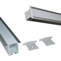 Aluminium profiel voor LED inbouwstrip met diffuser - 4 clips - 2 afdekkappen - 36x28mm - 2 meter 2
