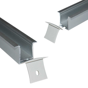 Perfil de aluminio empotrable para tira LED con difusor- 4 clips - 2 tapas - 36x28mm - 2 metros - Barcelona Led-