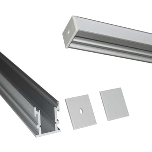 Perfil de aluminio para tira LED empotrable en suelo con difusor - 2 tapas - 21x26mm - IP54 - 2 metros (2)