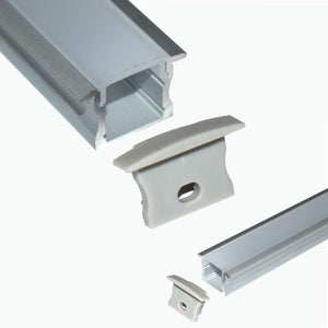 Perfil de aluminio empotrable para tira LED con difusor - 2 tapas - 23x15mm - 2 metros - Barcelona Led-