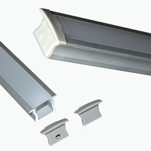 Perfil de aluminio empotrable para tira LED con difusor - 2 tapas - 23x15mm - 2 metros - Barcelona Led-