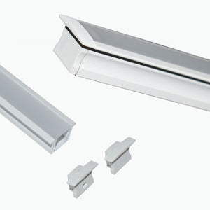 Perfil de aluminio empotrable para tira LED con difusor - 2 tapas - 23x15mm - 2 metros (22)