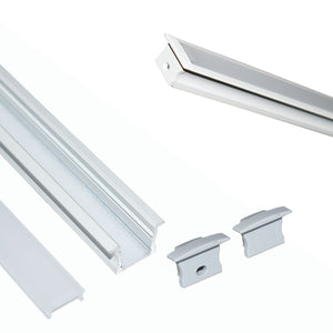 Perfil de aluminio empotrable para tira LED con difusor - 2 tapas - 23x15mm - 2 metros - Barcelona Led-