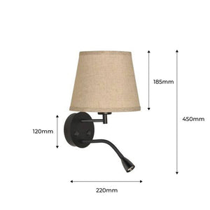 Aplique de pared "PAIR" E27 con foco LED de lectura 3W (27)