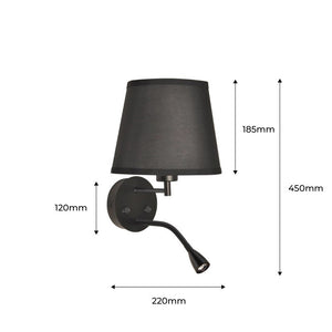 Aplique de pared "PAIR" E27 con foco LED de lectura 3W (30)