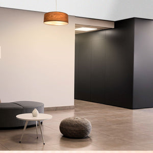 Lampara colgante con pantalla efecto madera "MATAGALLS" - 3xE27 - Barcelona Led-Decoración
