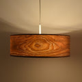 Pendant lamp with wood effect lampshade
