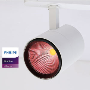 Foco LED para carril trifásico especial para carnicerías - Driver integrado Philips Xitanium- LED COB - 40W - Barcelona Led-