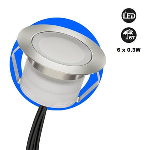 Kit 6 focos LED empotrables en suelo 0,3W 12V-DC IP67 - Barcelona Led-