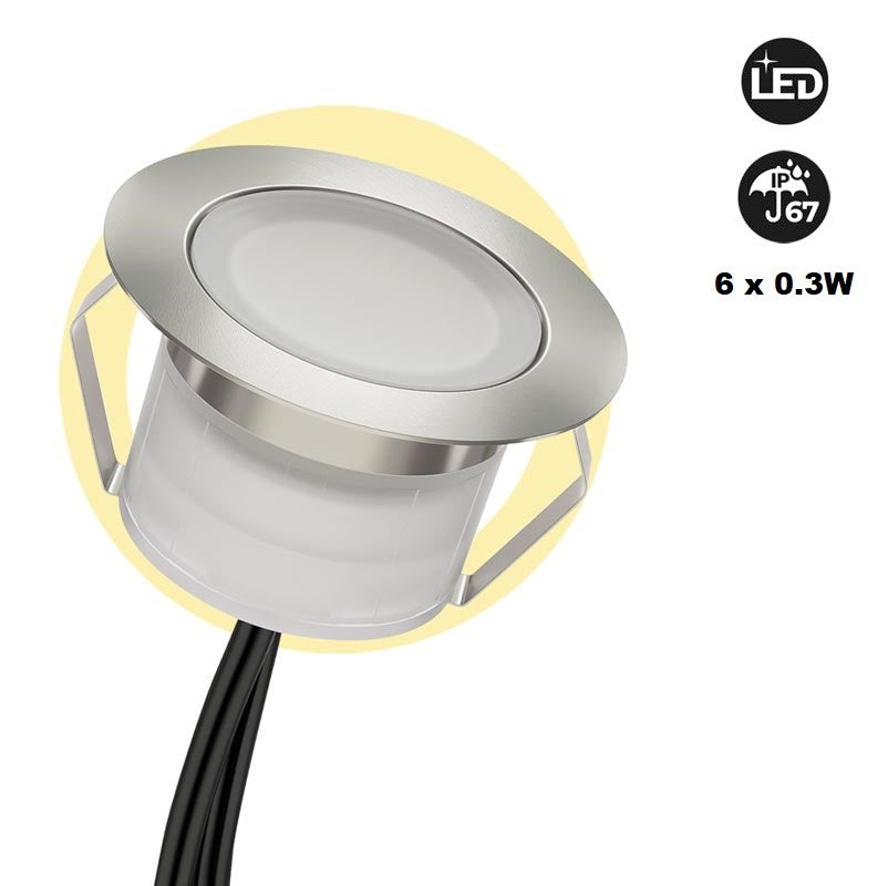 Kit 6 focos LED empotrables en suelo 0,3W 12V-DC IP67