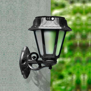 Farola solar de jardín aplique de pared "BISSO/ROSETTA" con sensor PIR - 2 modos de funcionamiento - 4000K (1)