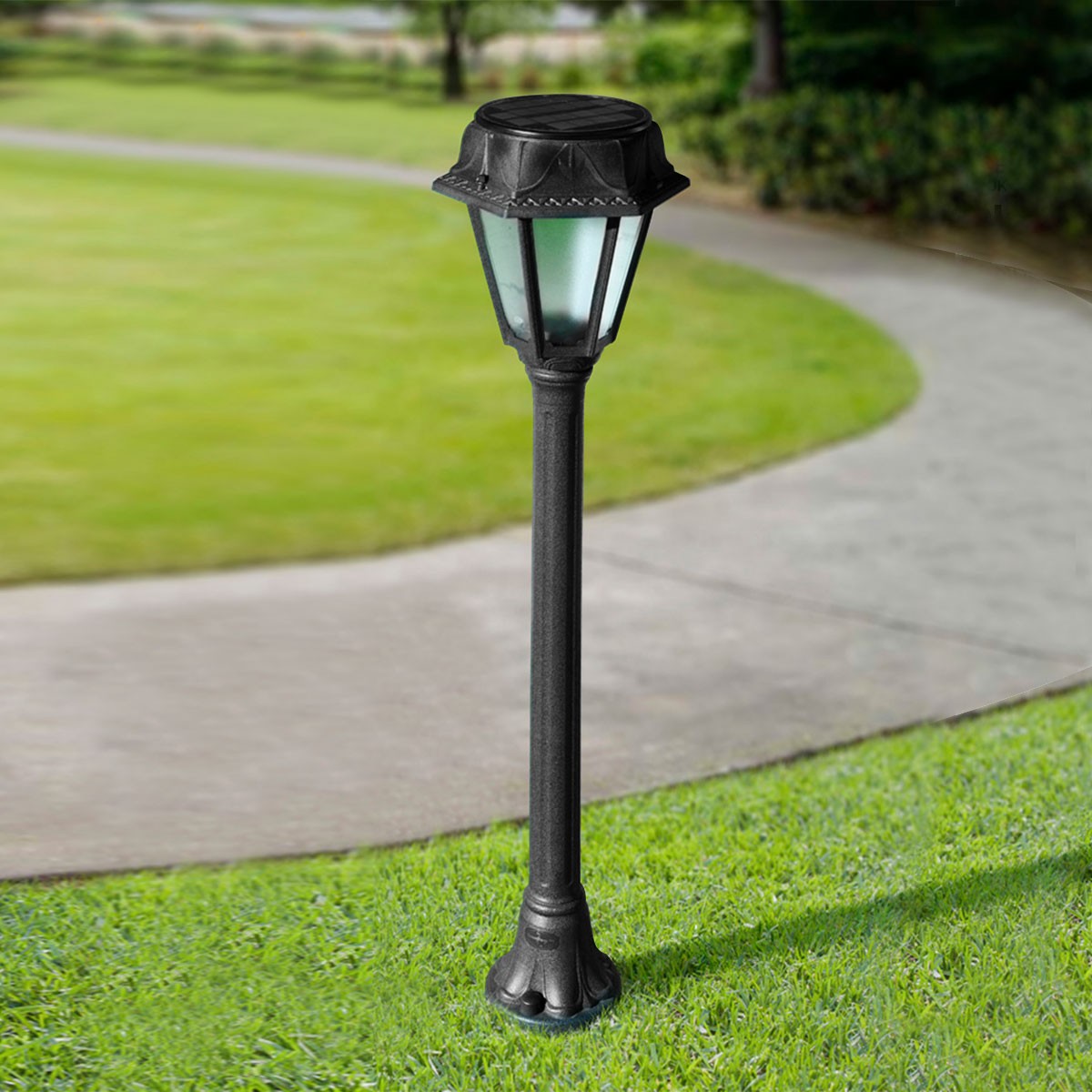 Bolardo solar de jardín "MIZAR/ROSETTA" con sensor PIR - 2 modos de funcionamiento - 4000K (1)