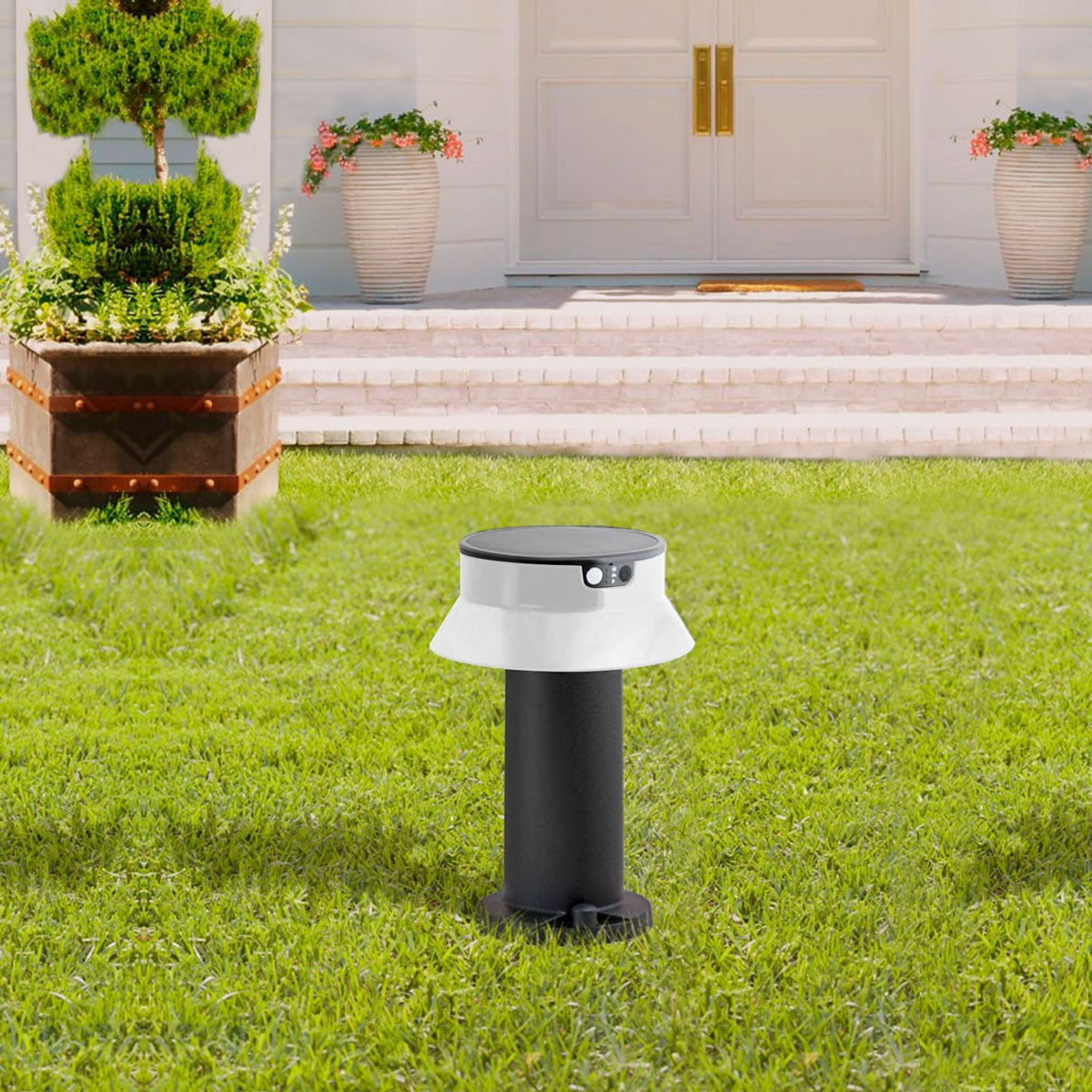 Bolardo solar LED "FELICE 400" con sensor PIR - 33 cm - 4000K - 2 modos de funcionamiento