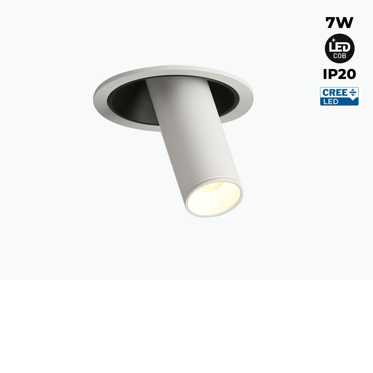 Foco LED empotrable orientable "ALAI" - Zoom - 100mm - 2800K - LED COB - chip Cree - 7W
