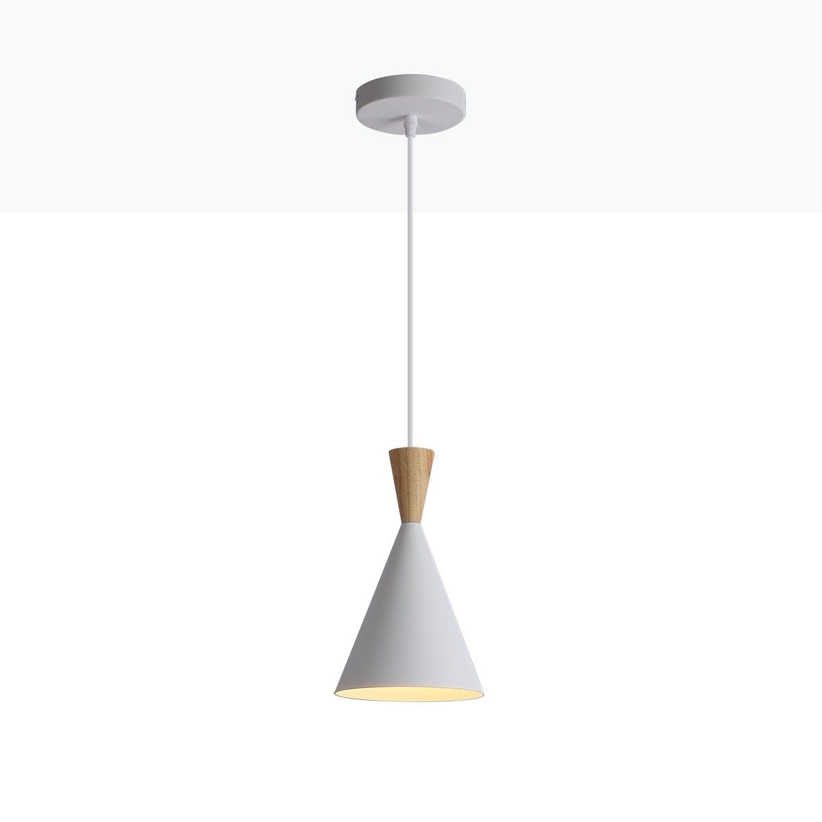 Lámpara colgante nórdica en metal y madera "Exan"