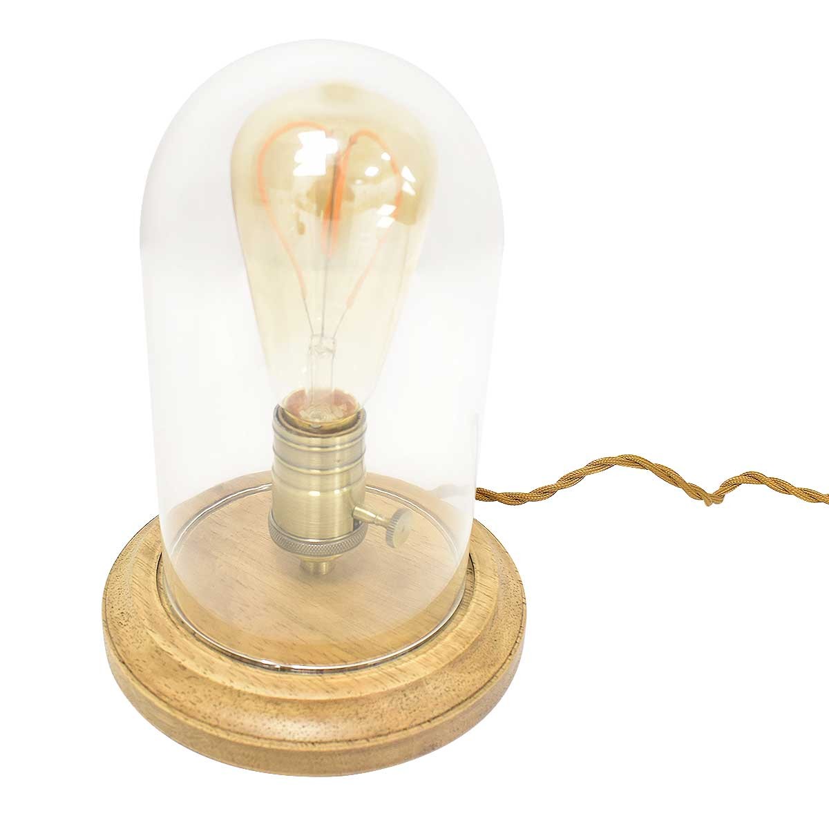 Lámpara de vidrio y madera para mesa "TULE"