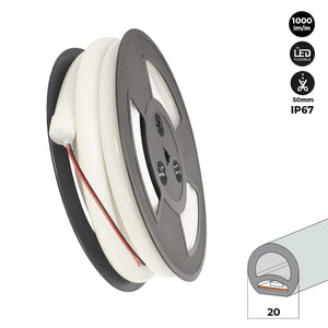 Neón LED flexible circular - 24V DC - Instalación sobre superficie - Ø20mm - 5 metros - 13W/m - Kit completo - IP67