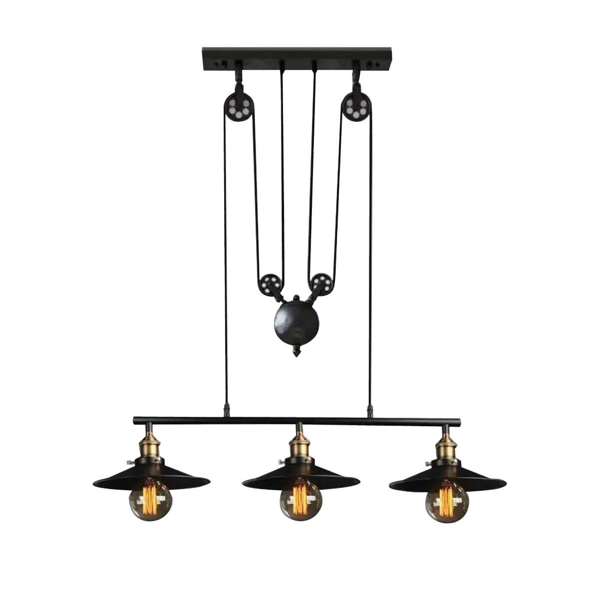 Lámpara colgante de poleas "CLOCK WORK" - 3 x E27 - Barcelona Led-Decoración