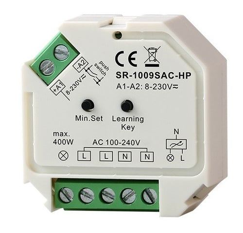 Μίνι ελεγκτής (RF + PUSH) Μονόχρωμο Triac 400W max. 230V (1 κανάλι) SUNRICHER - Perfect RF