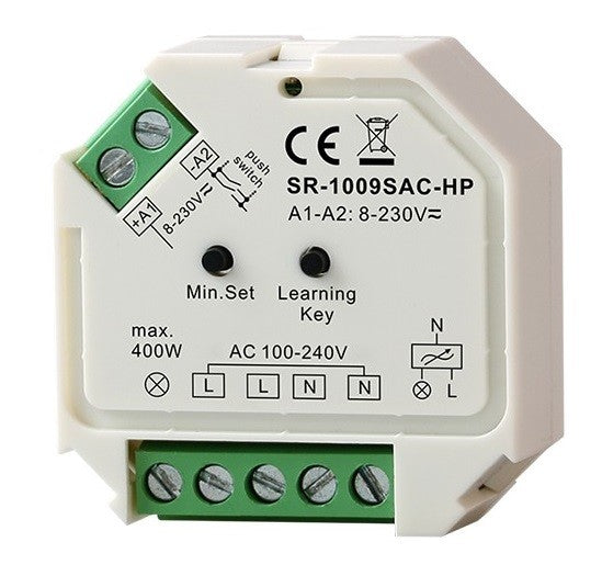 Mini Regulador (RF + PUSH) Monocolor Triac 400W max. 230V (1 canal) SUNRICHER - Perfect RF