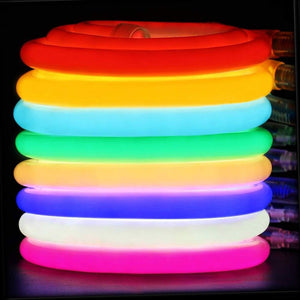 Neón LED flexible circular RGB - 24 V - Instalación sobre superficie - Ø20mm - 5 metros - 22W/m - Kit completo - IP67 - Barcelona Led-